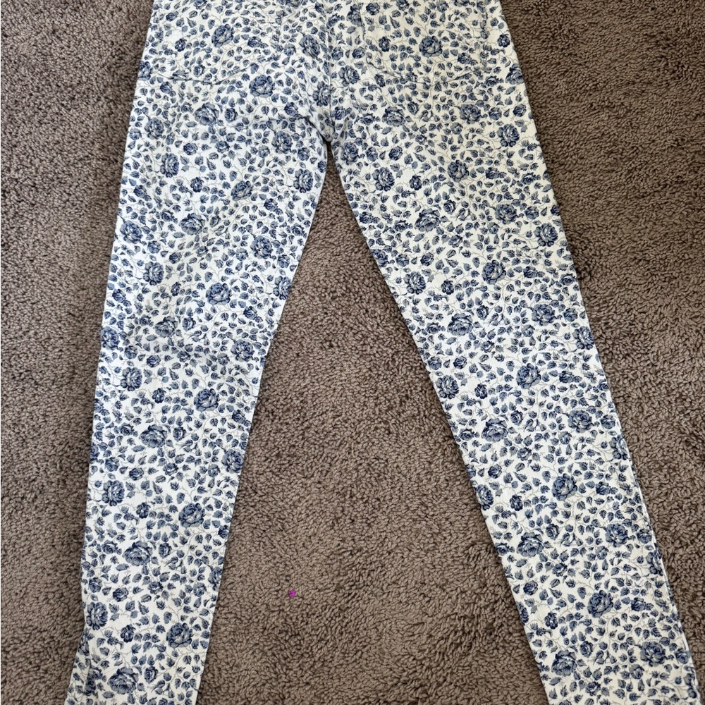 J. Crew Blue and White Floral Stretch Pants